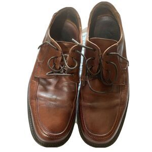 Johnston & Murphy Fancy Men's 9M Brown Leather Lace Up Italy Dress Shoes Good